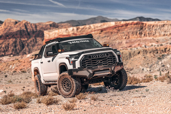 Go Rhino 22-23 Toyota Tundra CrewMax Ceros Low Profile Roof Rack - Tex. Blk - Bull Strap
