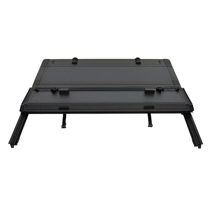 Westin 07-21 Toyota Tundra 5ft 7in Bed Hard Tri-Fold Tonneau Cover - Black - Bull Strap