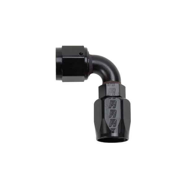 Russell Performance -8 AN Black 90 Degree Full Flow Hose End - Bull Strap