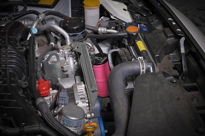 PERRIN 02-25 Subaru WRX / 04-21 STI / 13-25 BRZ/GR86/FRS/86 Coolant Overflow Tank - Hyper Pink - Bull Strap