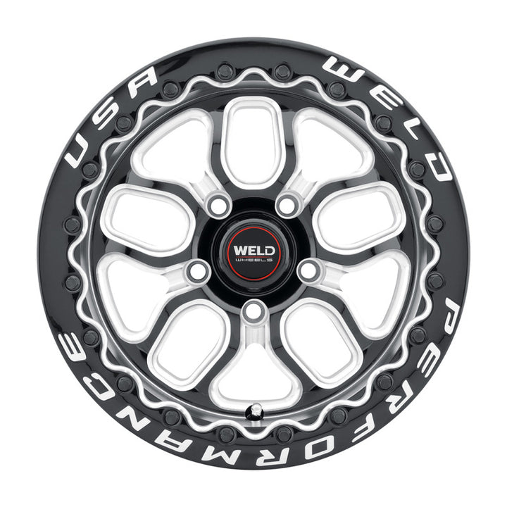 Weld S907 15X10 Laguna Beadlock 5X114.3 ET25 BS6.5 Gloss Black MIL Dia 78.1 - Bull Strap