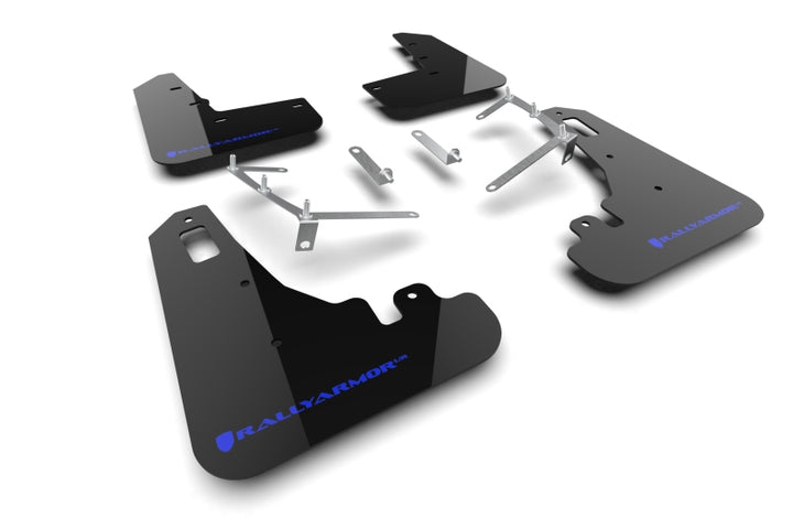 Rally Armor 22-25 Subaru BRZ / Toyota GR86 Black UR Mud Flap w/Blue Logo - Bull Strap