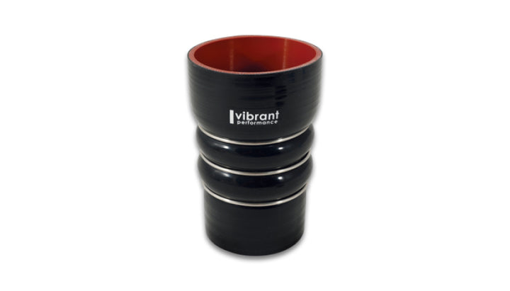 Vibrant Silicone Coupling 4 Ply Aramid CAC Hose 3in x 2.5in Inlet/Outlet - Black - Bull Strap