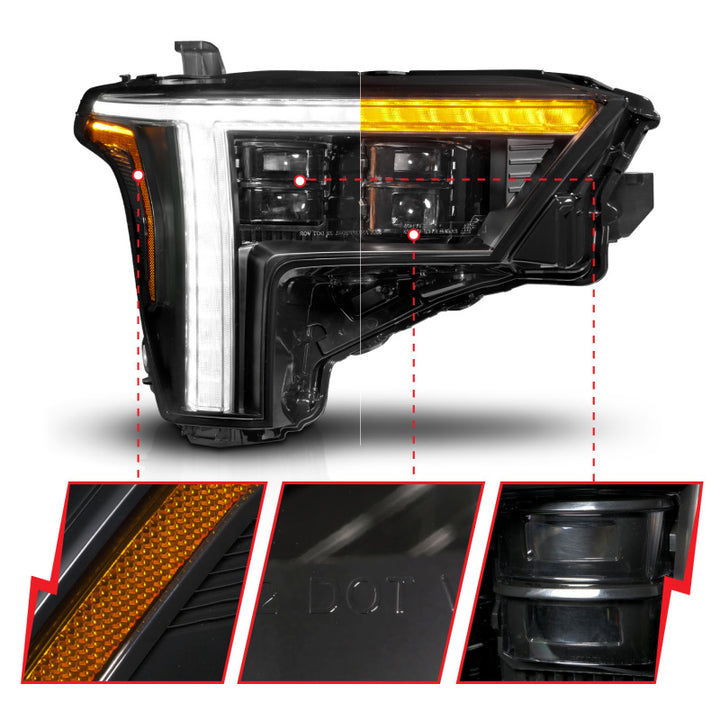 ANZO 22-24 Toyota Tundra (w/Factory LED Refl.) Z-Series Full LED Proj Headlights - Pass. Side ONLY - Bull Strap