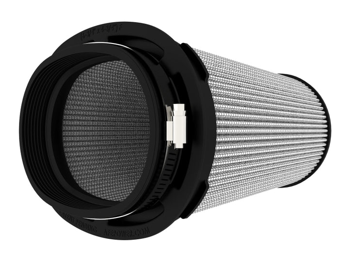 aFe Magnum FLOW Pro DRY S Air Filter 6.75x4.75 Flange 8.25x6.25 Base (Mt2) 7.25x5 Top 8.5 Height - Bull Strap