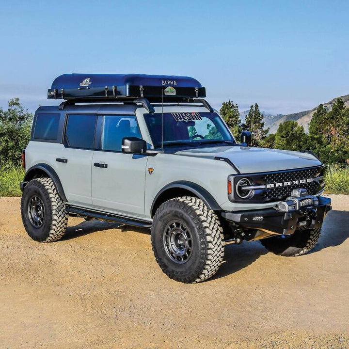 Westin 21-23 Ford Bronco 4dr (Excl. Bronco Sport) Rock Slider - Textured Black - Bull Strap