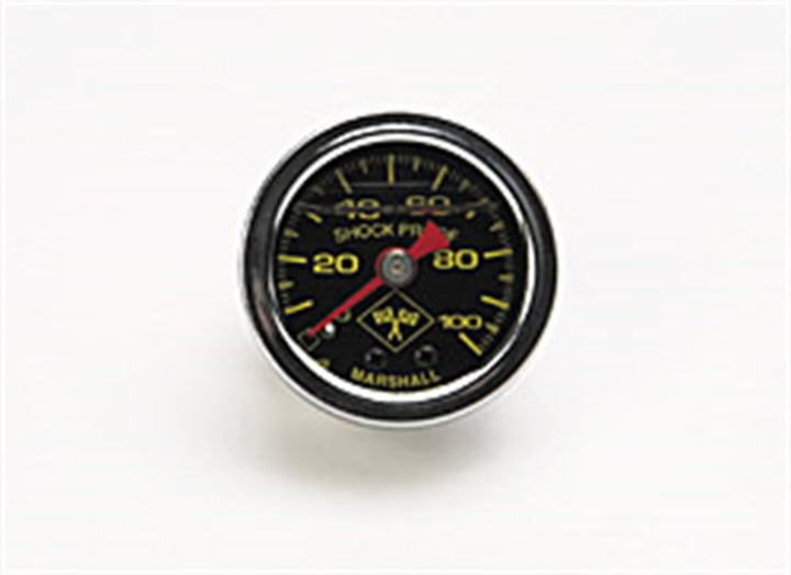 Russell Performance 100 psi fuel pressure gauge black face chrome case (Liquid-filled) - Bull Strap
