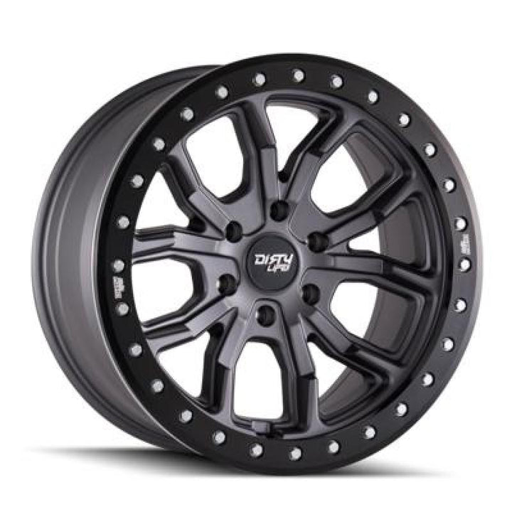 Dirty Life 9303 DT-1 17x9/5x127 BP/-12mm Offset/78.1mm Hub Matte Gunmetal Wheel - Simulated Rashring - Bull Strap