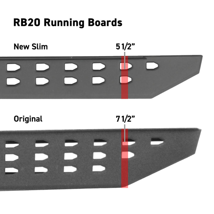Go Rhino RB20 Slim Running Boards - Universal 80in. - Tex. Blk - Bull Strap