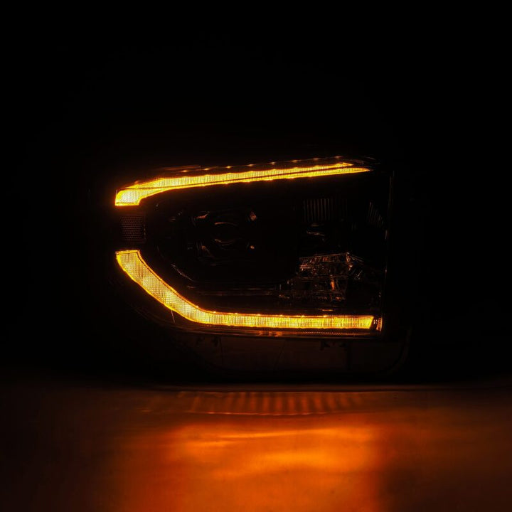 AlphaRex 14-21 Toyota Tundra PRO-Series Projector Headlights Black w/Seq. Sig. + DRL - Bull Strap