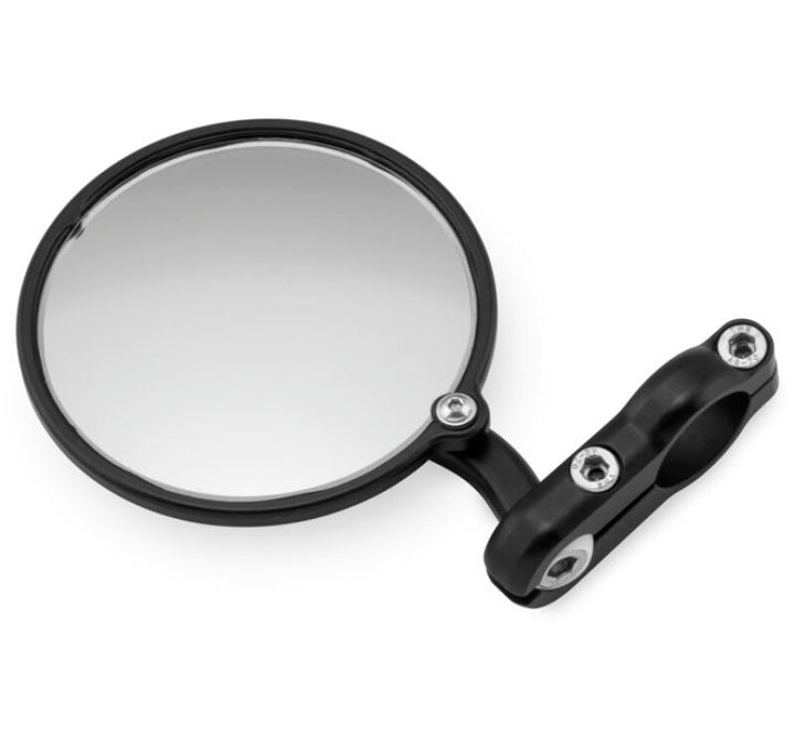 CRG Hindsight EXO Folding 3 in. Round Bar-End Mirror Left - Black - Bull Strap