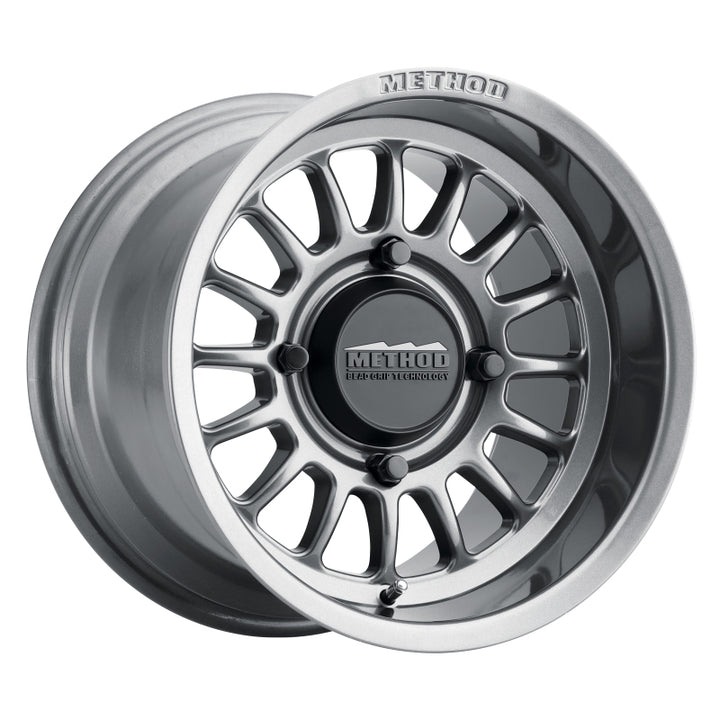 Method MR411 Bead Grip 15x7 / 5+2/38mm Offset / 4x156 / 132mm CB Gloss Titanium Wheel - Bull Strap