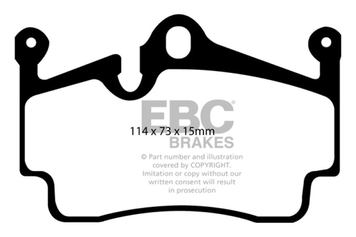 EBC 04-08 Porsche Boxster (Cast Iron Rotors only) 2.7 Yellowstuff Rear Brake Pads - Bull Strap