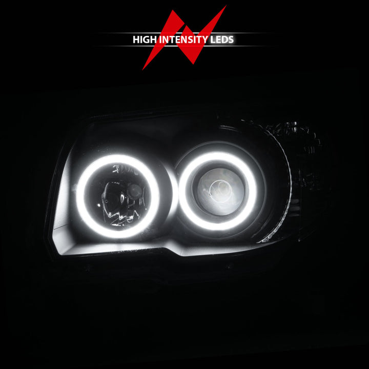 ANZO 2006-2009 Toyota 4Runner Projector Headlights w/ Halo Black - Bull Strap