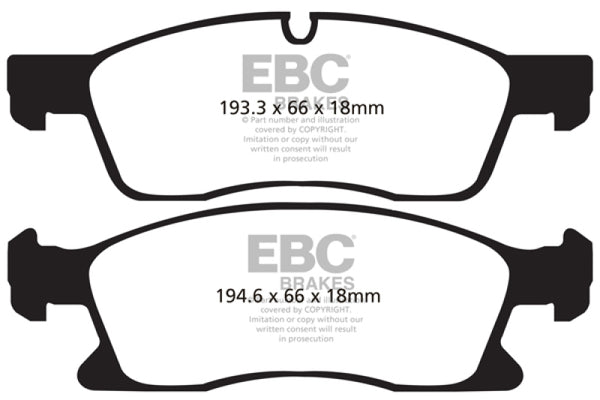 EBC 11+ Dodge Durango 3.6 Greenstuff Front Brake Pads - Bull Strap