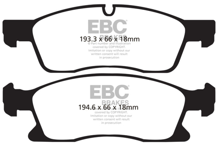 EBC 11+ Dodge Durango 3.6 Greenstuff Front Brake Pads - Bull Strap