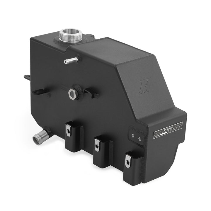 Mishimoto 11-19 Ford 6.7L Powerstroke Aluminum Degas Tank - Micro-Wrinkle Black - Bull Strap