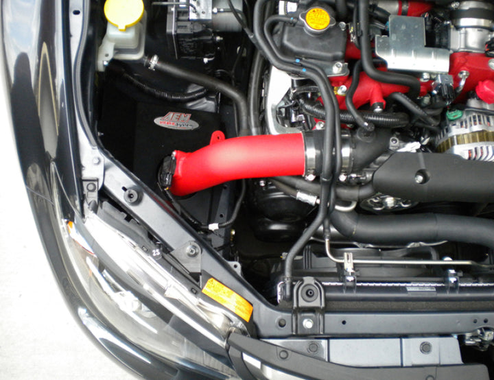 AEM 08-11 WRX/STi Wrinkle Red Cold Air Intake - Bull Strap