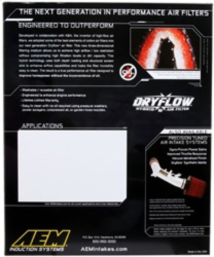 AEM 11 Jeep Grand Cherokee / 11 Durango 9.625in O/S L x 8.875in O/S W x 2.375in H DryFlow Air Filter - Bull Strap