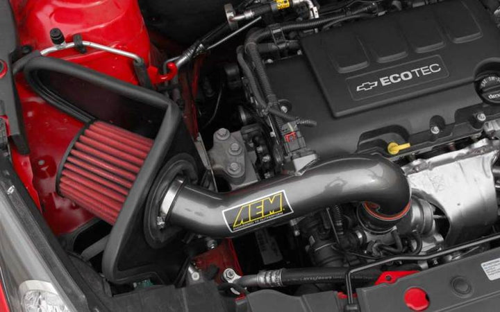 AEM 2011-2014 Chevrolet Cruze 1.4L - Cold Air Intake System - Gunmetal Gray - Bull Strap