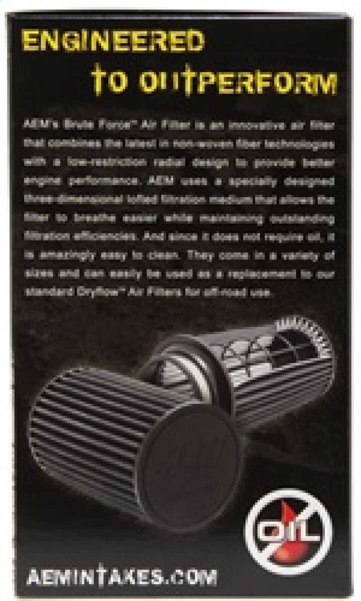 AEM 3.5 in x 9 in Dryflow Conical Air Filter - Bull Strap