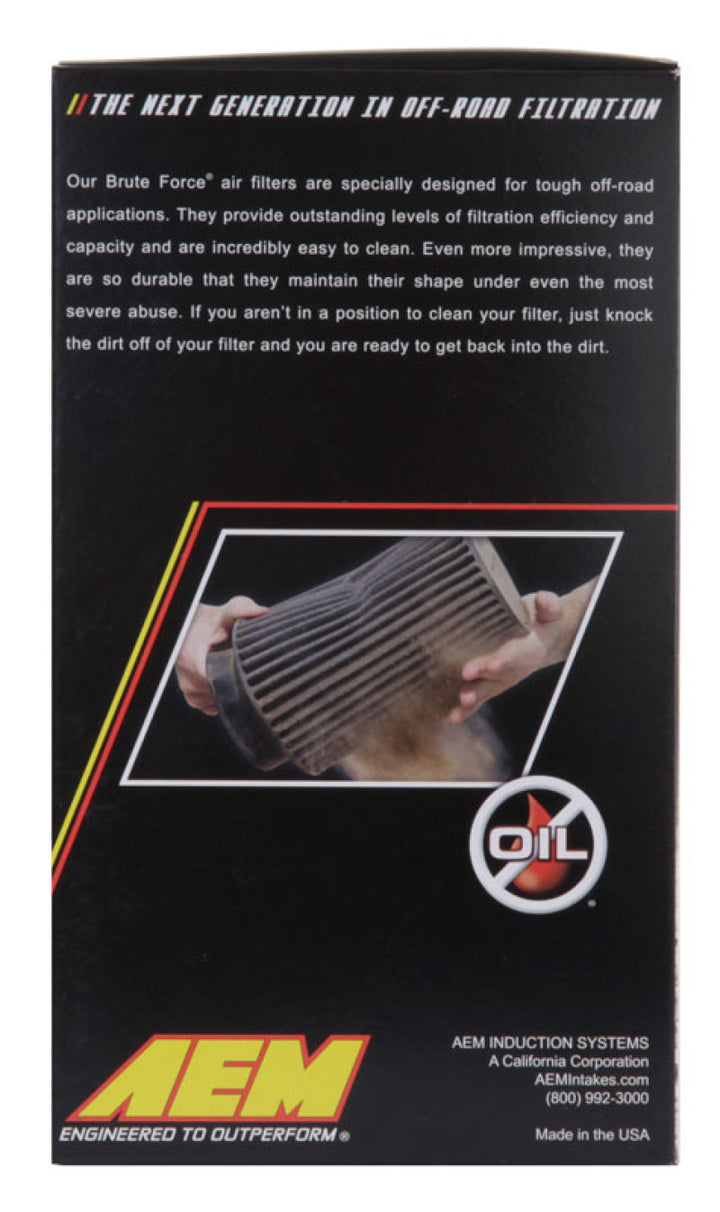 AEM 3.5 in x 9 in Dryflow Conical Air Filter - Bull Strap
