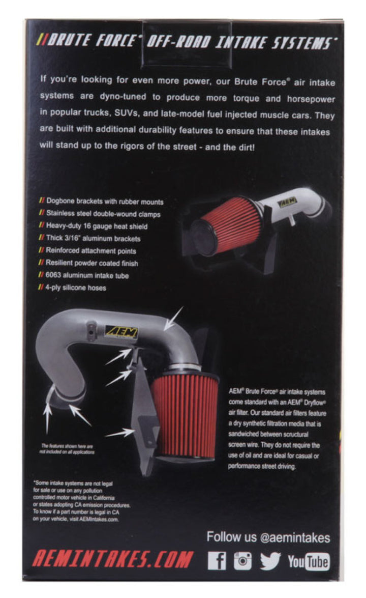 AEM 3.5 in x 9 in Dryflow Conical Air Filter - Bull Strap