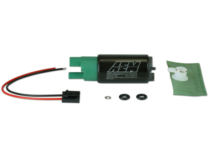 AEM 340LPH 65mm Fuel Pump Kit w/o Mounting Hooks - Ethanol Compatible - Bull Strap