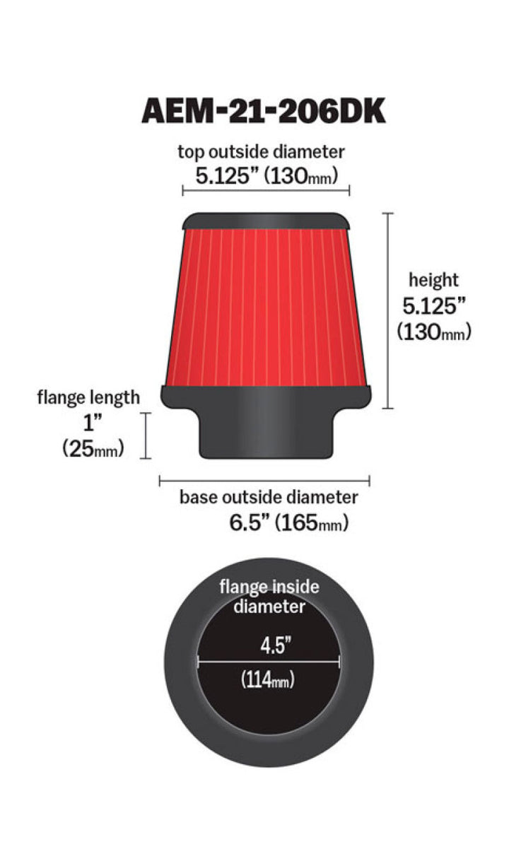 AEM 4.50 in Short Neck 5 in Element Filter - Bull Strap