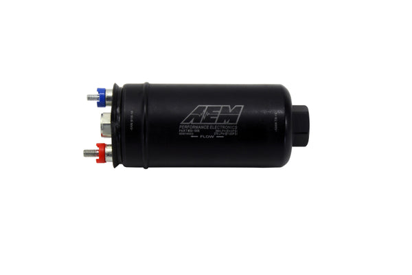 AEM 400LPH High Pressure Fuel Pump -6AN Female Out, -10AN Female In - Bull Strap
