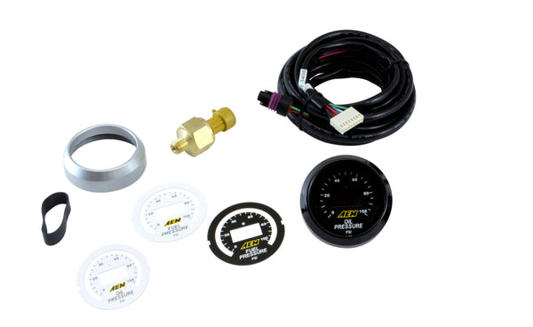 AEM 52mm Pressure (Oil or Fuel) Digital Gauge - Bull Strap