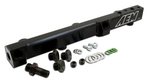 AEM 90-93 Accord DX/LX/SE/EX & 92-01 Prelude S/Si/Si VTEC Black Fuel Rail - Bull Strap