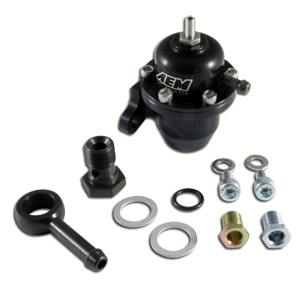 AEM 96-97 Acura CL / 94-97 Accord / 96-00 Civic Ex Black Adjustable Fuel Pressure Regulator - Bull Strap