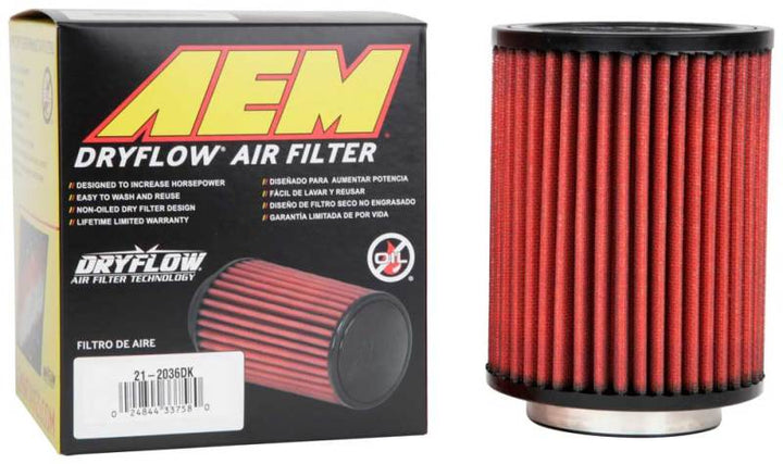 AEM Air Filter, 3inFLG/ 5inOD/ 6-1/2inH Dry Flow - Bull Strap