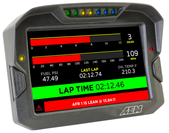 AEM CD-7 Logging GPS Enabled Race Dash Carbon Fiber Digital Display w/o VDM (CAN Input Only) - Bull Strap