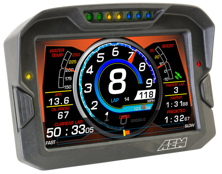 AEM CD-7 Logging GPS Enabled Race Dash Carbon Fiber Digital Display w/o VDM (CAN Input Only) - Bull Strap