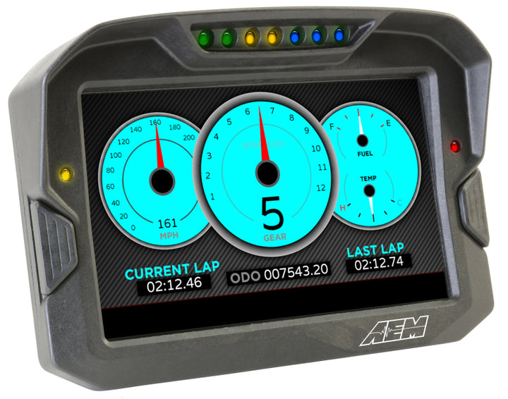 AEM CD-7 Logging GPS Enabled Race Dash Carbon Fiber Digital Display w/o VDM (CAN Input Only) - Bull Strap