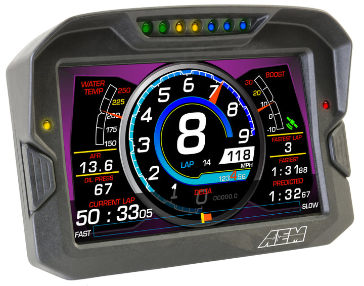 AEM CD-7 Logging GPS Enabled Race Dash Carbon Fiber Digital Display w/o VDM (CAN Input Only) - Bull Strap