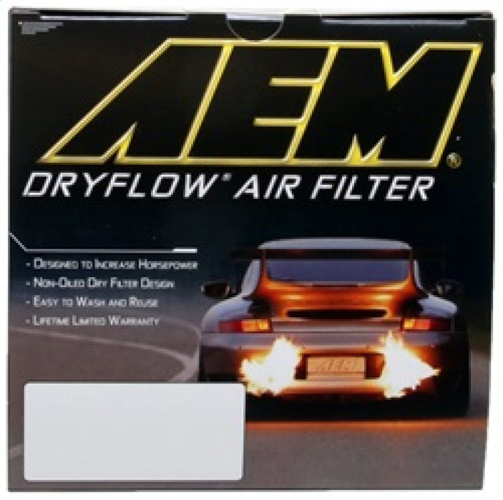 AEM DryFlow Air Filter - Round 2.75in ID x 6.25in OD x 8.25in H fits 2007-2014 Ford/Volvo - Bull Strap
