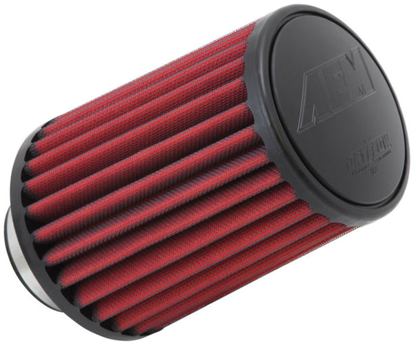 AEM Dryflow Air Filter - Round Tapered - 2.75in Flange ID x 5.5in Base OD x 4.75in Top OD x 7.5in H - Bull Strap