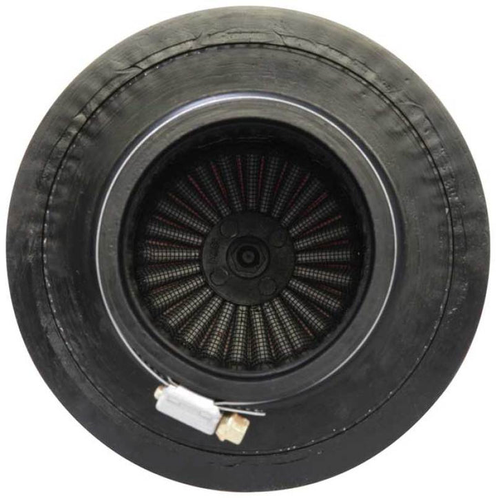 AEM Dryflow Air Filter - Round Tapered 5in Top OD x 6 Base OD x 5.563in H x 3in Flange ID - Bull Strap