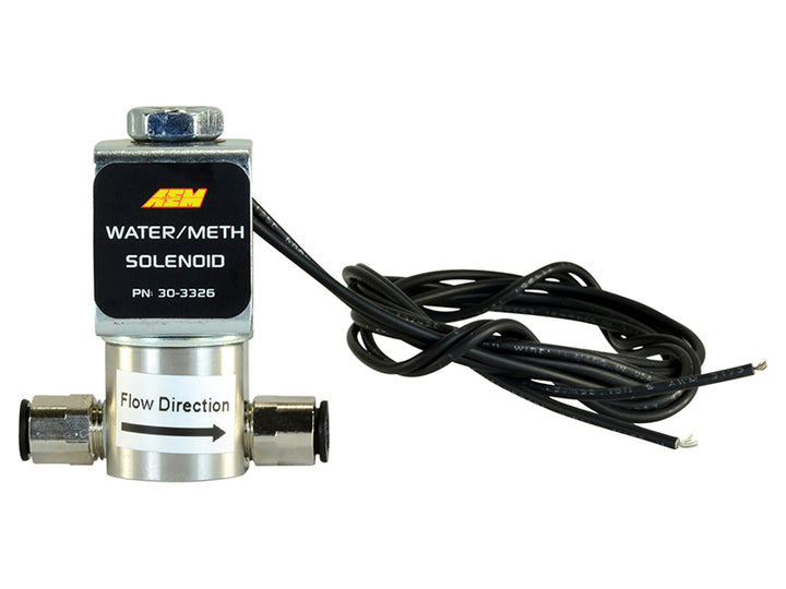AEM Water/Methanol Injection System - High-Flow Low-Current WMI Solenoid - 200PSI 1/8in-27NPT In/Out - Bull Strap