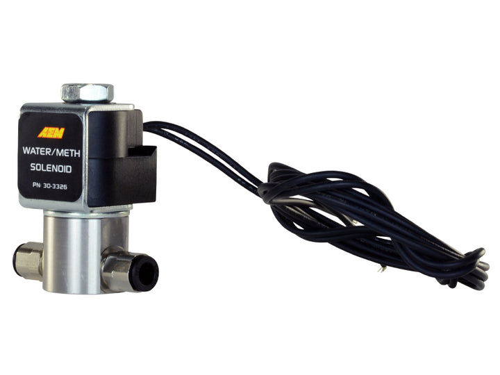 AEM Water/Methanol Injection System - High-Flow Low-Current WMI Solenoid - 200PSI 1/8in-27NPT In/Out - Bull Strap