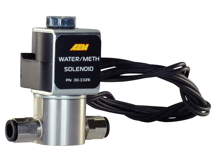 AEM Water/Methanol Injection System - High-Flow Low-Current WMI Solenoid - 200PSI 1/8in-27NPT In/Out - Bull Strap