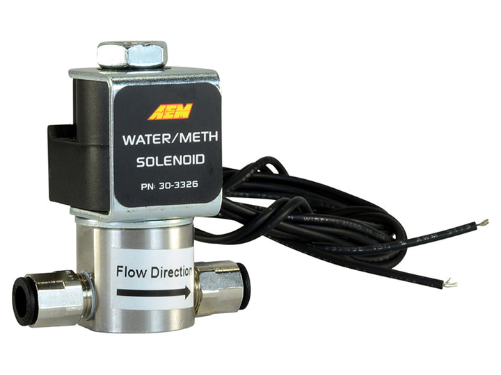 AEM Water/Methanol Injection System - High-Flow Low-Current WMI Solenoid - 200PSI 1/8in-27NPT In/Out - Bull Strap
