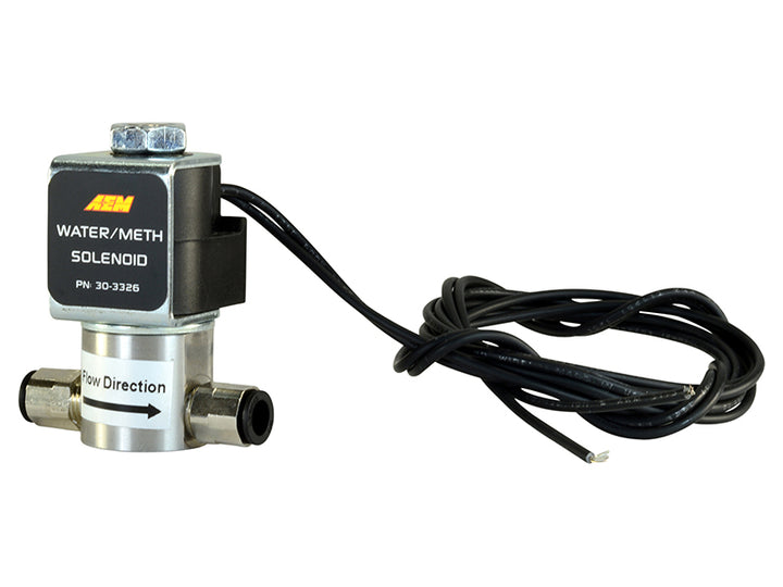 AEM Water/Methanol Injection System - High-Flow Low-Current WMI Solenoid - 200PSI 1/8in-27NPT In/Out - Bull Strap