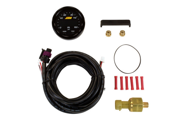 AEM X-Series 0-150 Oil Pressure Gauge Kit - Bull Strap