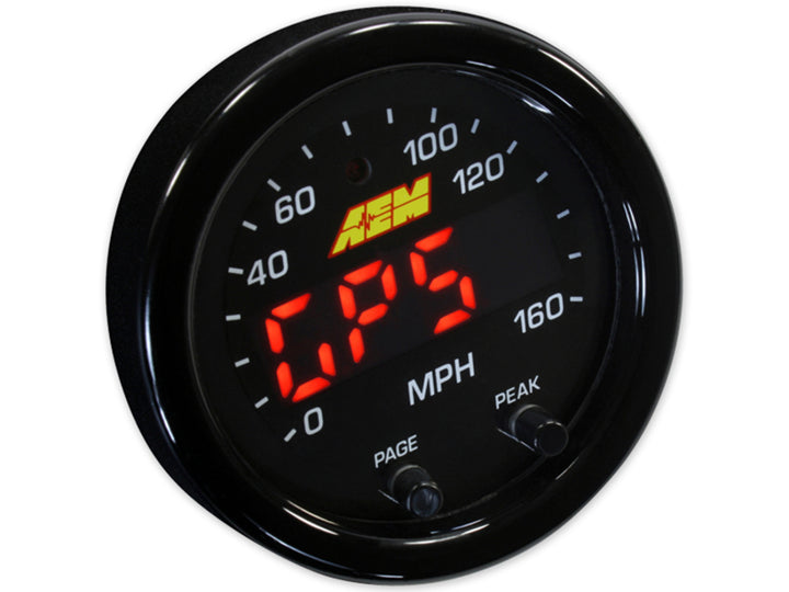 AEM X-Series 0-160 MPH Black Bezel w/ Black Face GPS Speedometer Gauge - Bull Strap