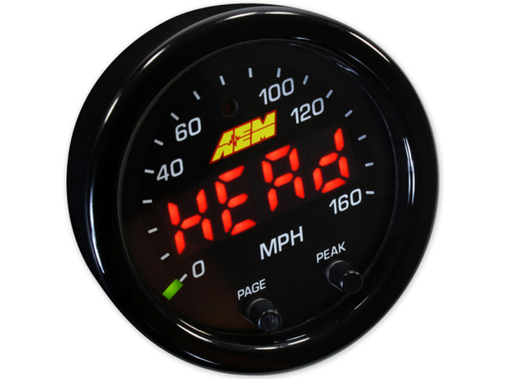 AEM X-Series 0-160 MPH Black Bezel w/ Black Face GPS Speedometer Gauge - Bull Strap
