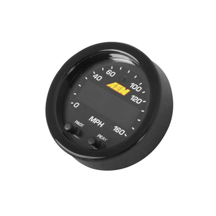 AEM X-Series 0-160 MPH Black Bezel w/ Black Face GPS Speedometer Gauge - Bull Strap
